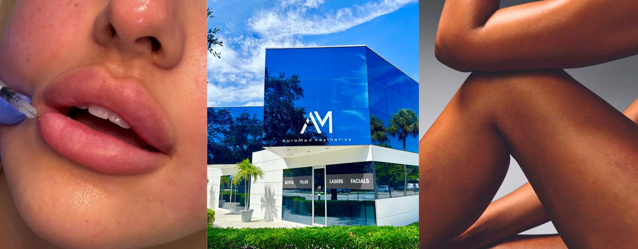 AuraMed Aesthetics Boca Raton treatment and practice collage